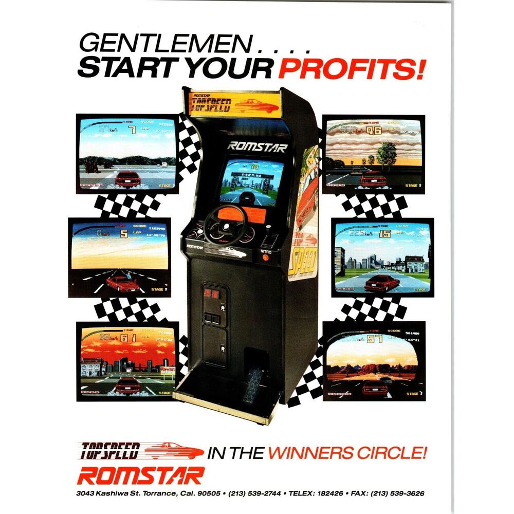 Top Speed Arcade FLYER Original Retro Video Game Auto Race Driving Artwork